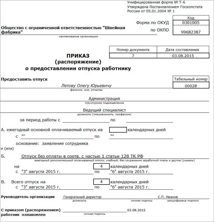 Какие правовые аспекты следует учитывать при оформлении отпуска без сохранения заработной платы?