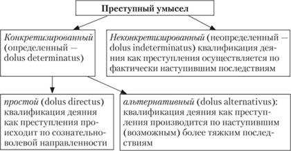 Виды умысла и их характеристики