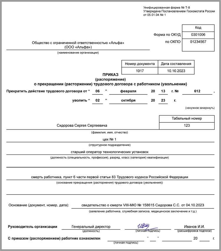 Как правильно уволить работника в связи со смертью: